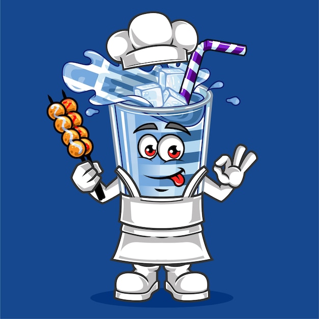 Vector schattig griekenland drinken vlag voedsel chef vector mascotte illustratie