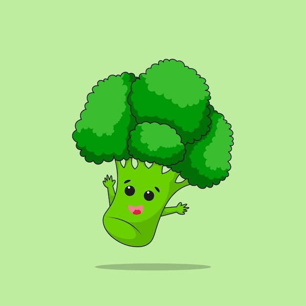 schattig groen broccoli karakter