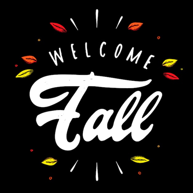 Schattig hand belettering citaat 'welcome fall'