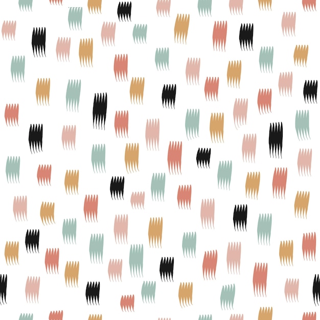 Schattig hand getekend naadloos patroon met kleurrijke korte verticale penseelstreken. Abstracte veelkleurige do