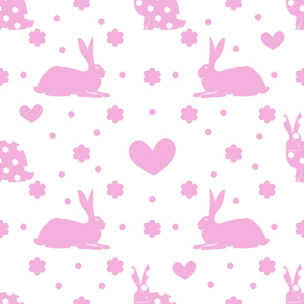 Schattig hand getekend Pasen naadloze patroon met roze konijntjes bloemen Pasen mooie achtergrond geweldig voor Pasen kaarten banner textiel wallpapers vector design