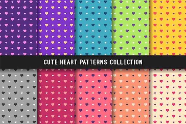 Schattig hart kleurrijke naadloze patroon collectie vectorillustratie
