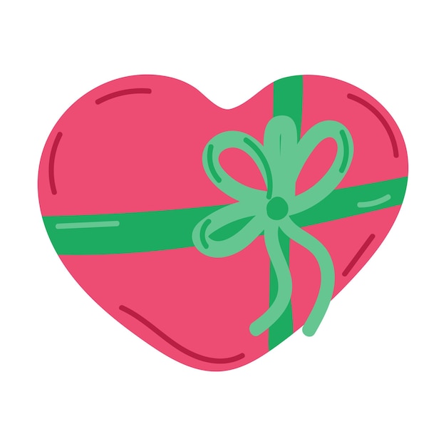 Schattig hart met een strik voor valentijnsdag. vector op een witte achtergrond