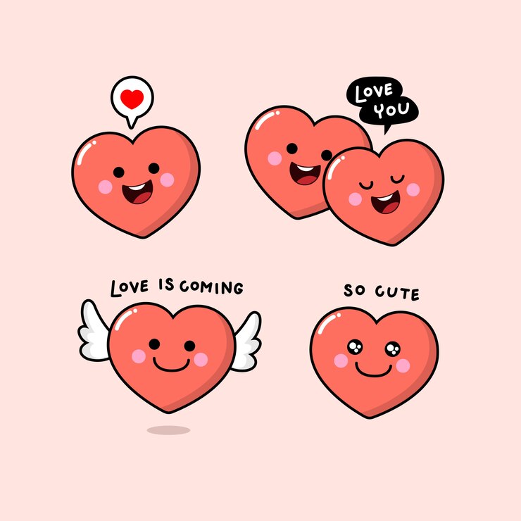 Vector schattig harten stripfiguur voor valentijnsdag