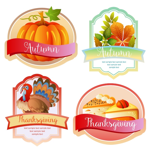 Vector schattig herfst en thanksgiving schattig label