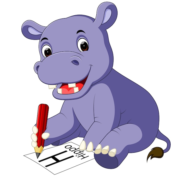 Schattig hippo cartoon bedrijf potlood