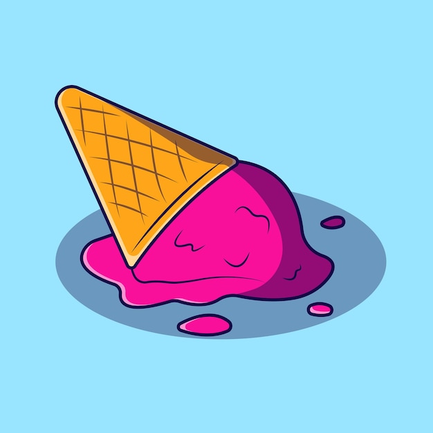 Schattig ijs met kegel cartoon afbeelding Ice cream fall vector illusration