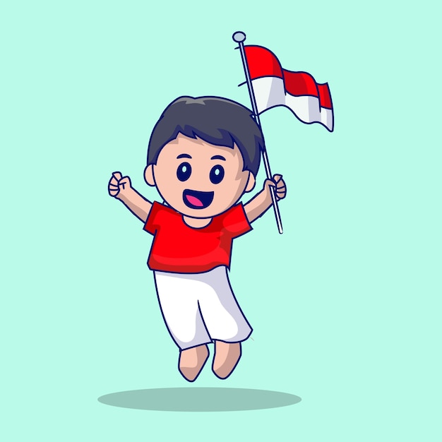 Schattig Indonesisch Kid Patriottisch Thema