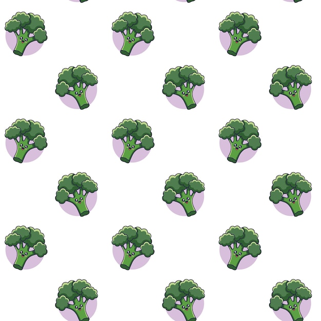 Schattig kawaii broccoli naadloos patroon in doodle stijl vector hand getekende cartoon broccoli illustratio