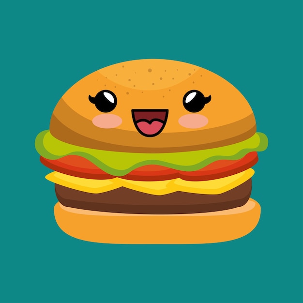 schattig kawaii hamburger lekker fast food