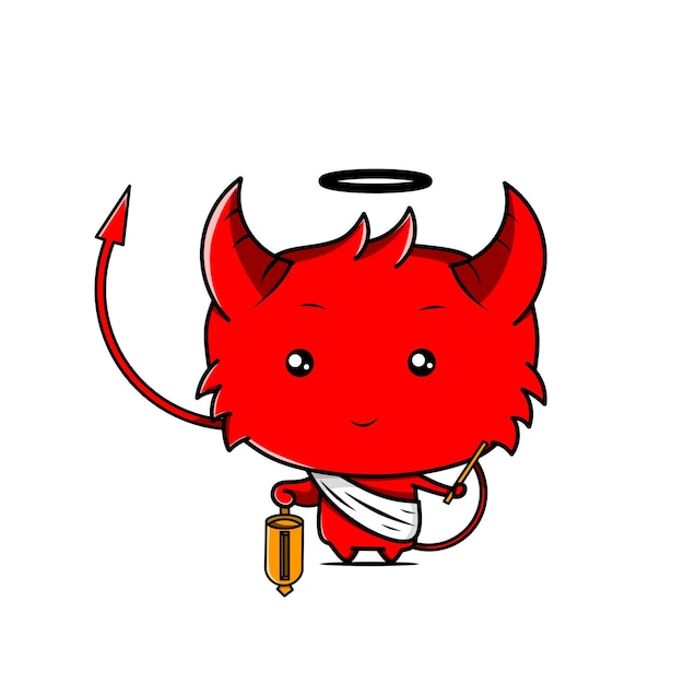 Schattig kawaii-ontwerp met rode duivelskarakter