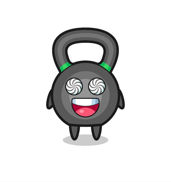 Vector schattig kettleball-personage met gehypnotiseerde ogen, schattig stijlontwerp voor t-shirt, sticker, logo-element