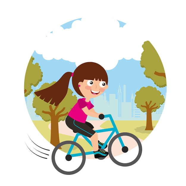 schattig klein meisje paardrijden fiets sportactiviteit