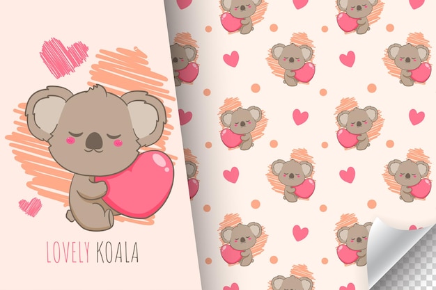 schattig koala cartoon naadloos patroon schattig dier karakter sticker stof ontwerp