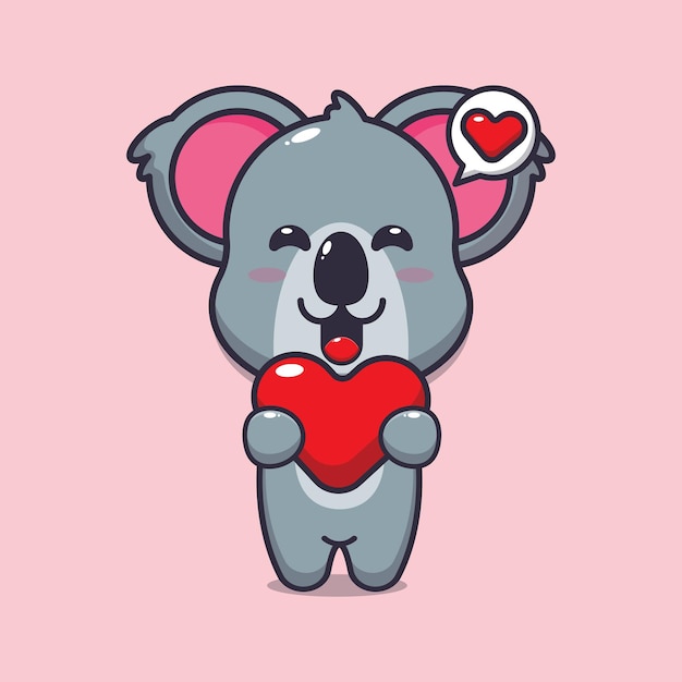 schattig koala stripfiguur met liefdeshart