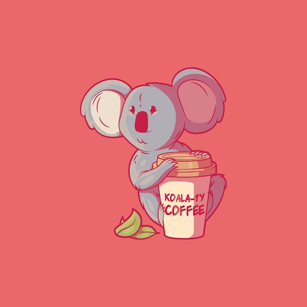 Schattig koalakarakter met een koffiekopje vectorillustratie drink dierlijk ontwerpconcept