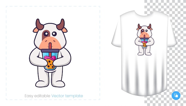 Vector schattig koe karakter. afdrukken op t-shirts, sweatshirts, hoesjes voor mobiele telefoons, souvenirs.
