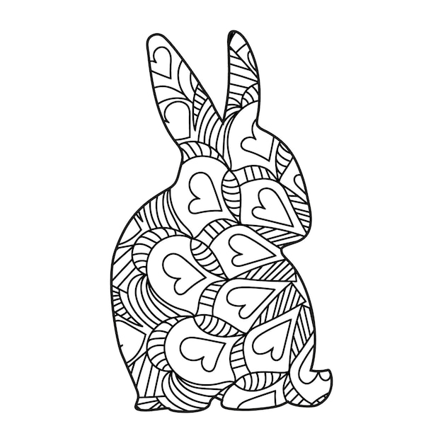 Schattig konijn dat vectorillustratieontwerp kleurt voor kinderen en volwassenen