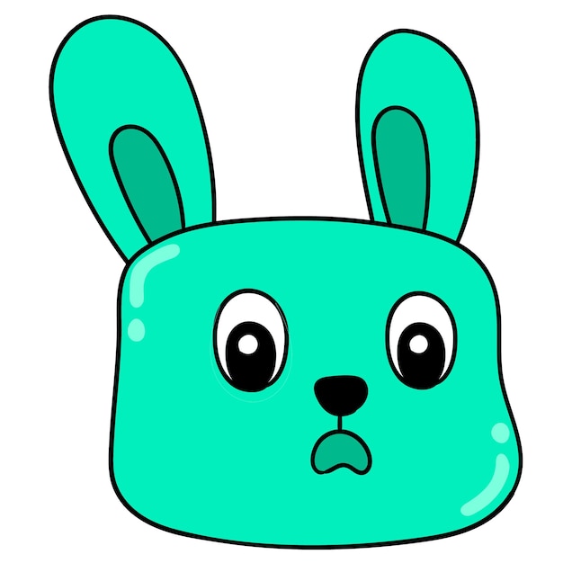 Schattig konijn hoofd lacht gelukkig, vector illustratie kartonnen emoticon. doodle pictogram tekening