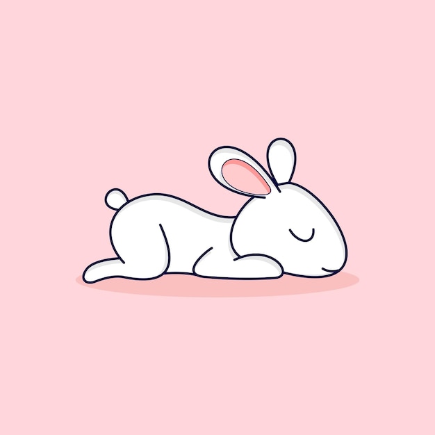 Vector schattig konijn voelt zich slaperig