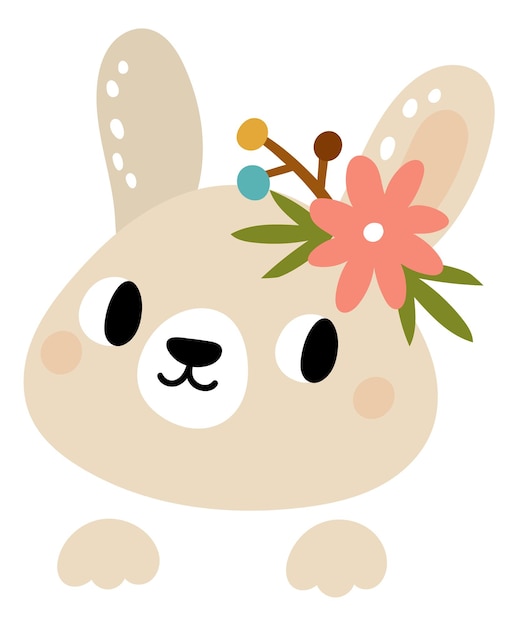 Schattig konijntje met bloemoordecoratie Lente konijn portret