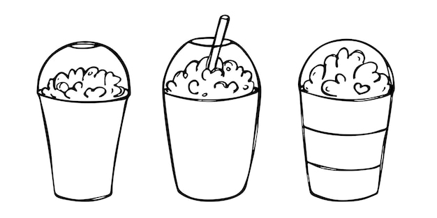 Schattig kopje water milkshake sap of frisdrank drink illustratie eenvoudige cocktail clipart set