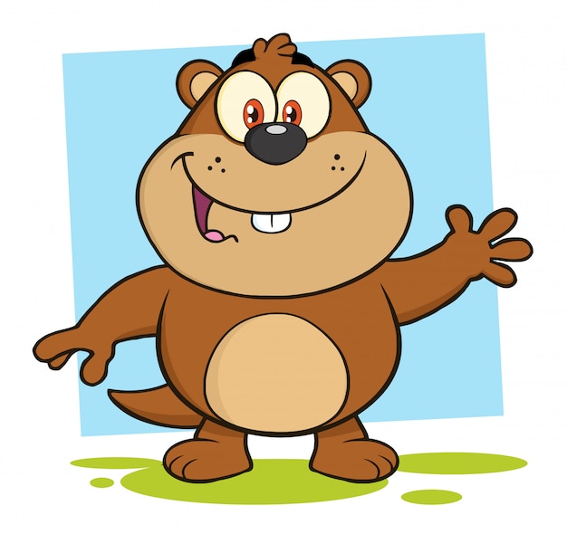 Schattig marmot cartoon mascotte karakter zwaaien