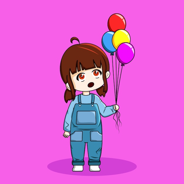 Schattig meisje greep ballonnen illustratie