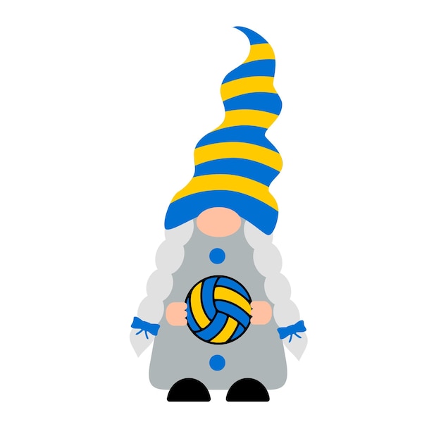 Schattig meisje kabouter met volleybal Sportkabouters Vector sjabloon voor spandoek, poster, flyer, t-shirt enz