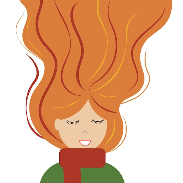 Vector schattig meisje met rood haar in herfststijl voor posters en kaarten