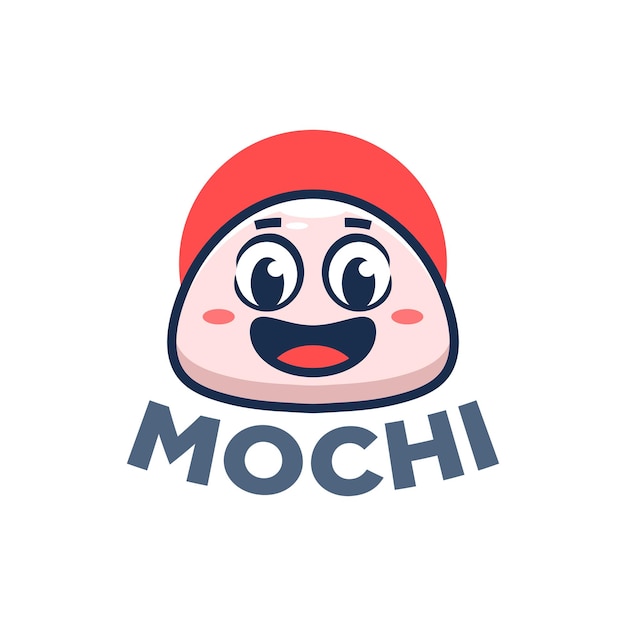 Schattig mochi mascotte logo concept flat cartoon logo ontwerp