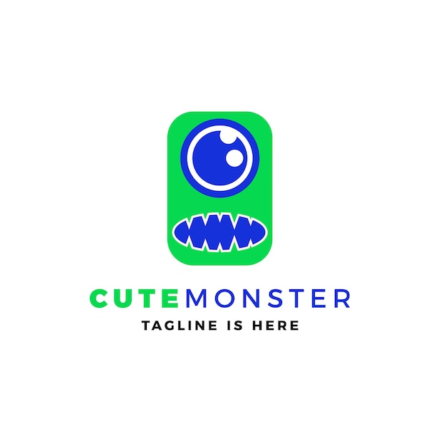Schattig monster logo vector pictogram illustratie
