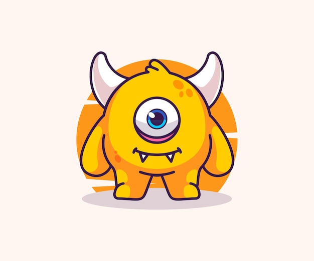 schattig monster mascotte illustratie vector platte cartoon stijl