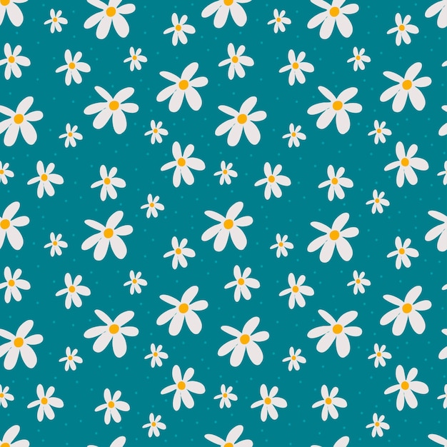 Schattig naadloos patroon met bloemen en ronde vlekken grappige bloemenprint bloemenachtergrond met kleine witte verspreide bloemen en stippen eenvoudige meisjesachtige print voor design- en modeprints