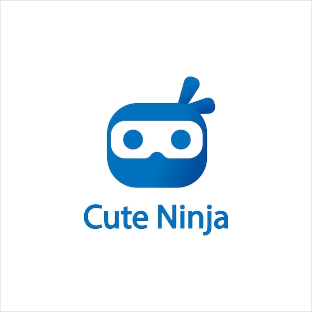 Schattig Ninja Blauw Ninja Logo Ontwerp Sjabloon Superheld Karakter