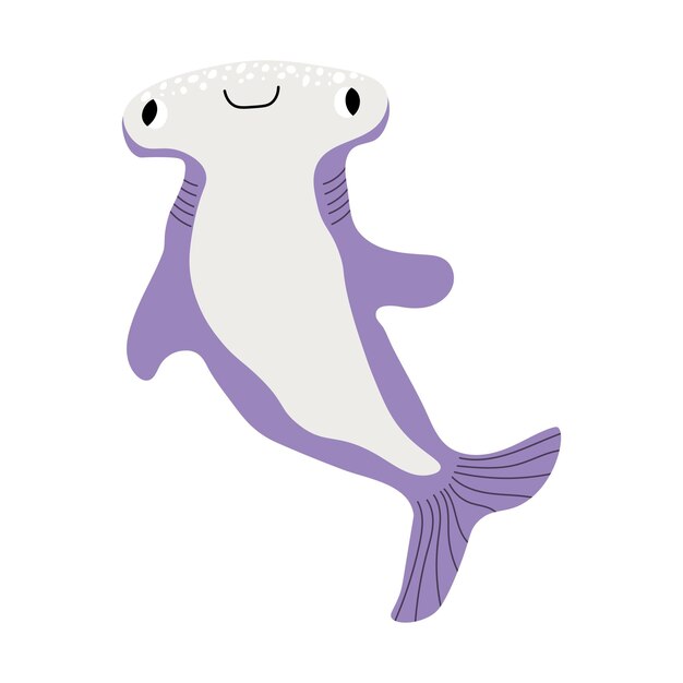 Schattig oceaan vectorillustratie met hamerhaaien Onderwater tekenfilm wezensZeedierenSchattig kinder ontwerp voor stof kledingboek briefkaart inpakpapier