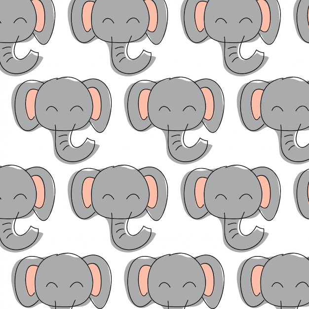 Vector schattig olifant doodle patroon