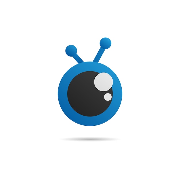 Schattig oog cartoon logo ontwerpsjabloon bedrijfslogo concept vector icon blauw zwart ellips