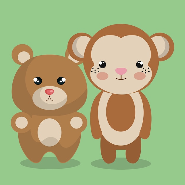 Schattig paar knuffels vector illustratie ontwerp