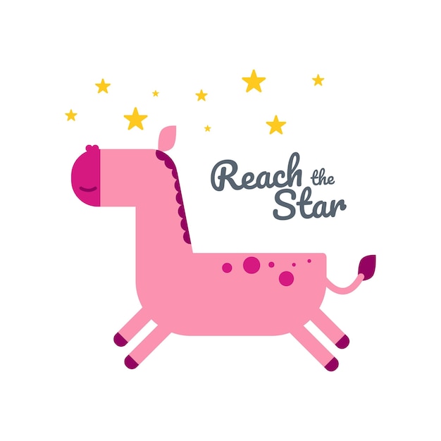 Schattig paard in kinderachtige stijl vectorillustratie