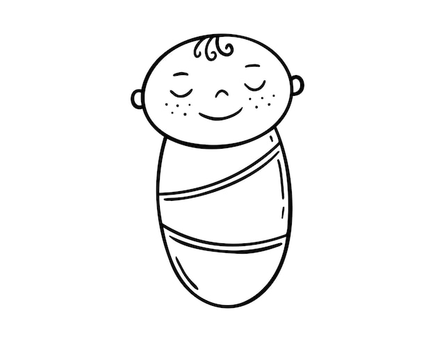 schattig pasgeboren baby doodle handgetekend icoon contour tekening schattig nieuwgeboren baby lijn clipart symbool