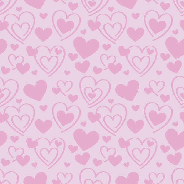 Schattig pastel roze hart naadloze terugkeerpatroon voor Valentijnsdag viering vector achtergrond