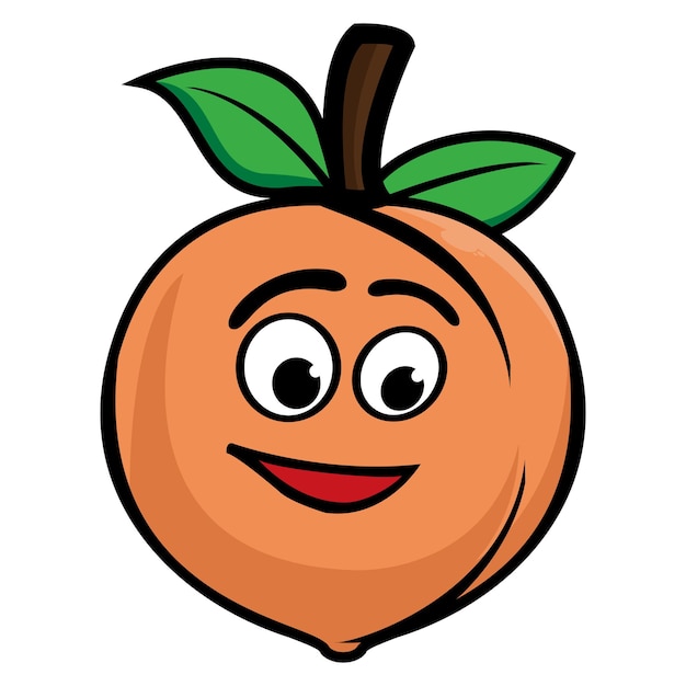 Schattig perzik fruit mascotte ontwerp karakter geïsoleerd op een witte achtergrond