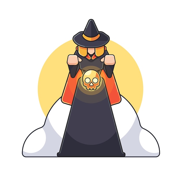 schattig pictogram illustratie halloween heks