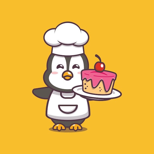 Schattig pinguïn chef-kok illustratie karakter