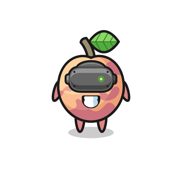 Schattig pluotfruit met VR-headset