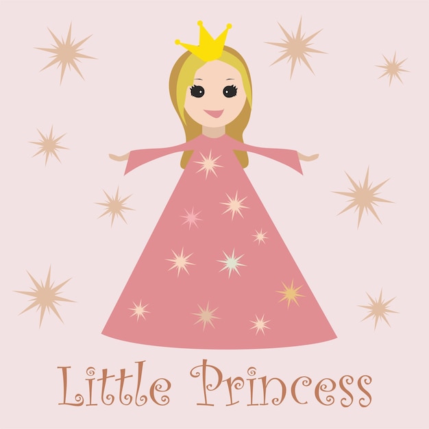 Schattig prinsesje meisje. Vectorillustratie.