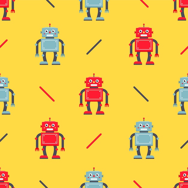 schattig robot naadloos patroon. karakter van kinderen voor de stof en de verpakking