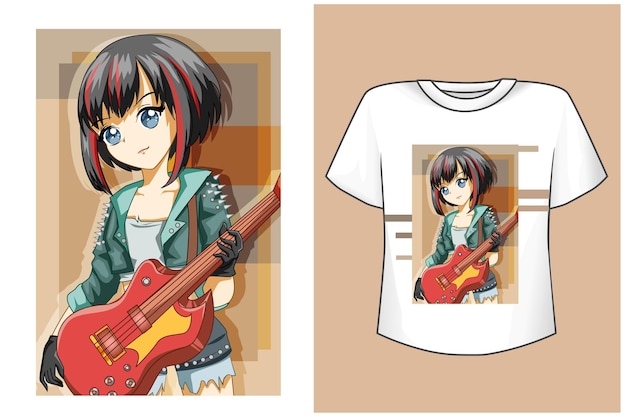 Schattig rock-star meisje t-shirt