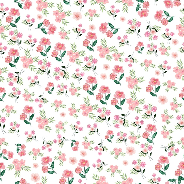 Vector schattig roze bloemen naadloos patroon